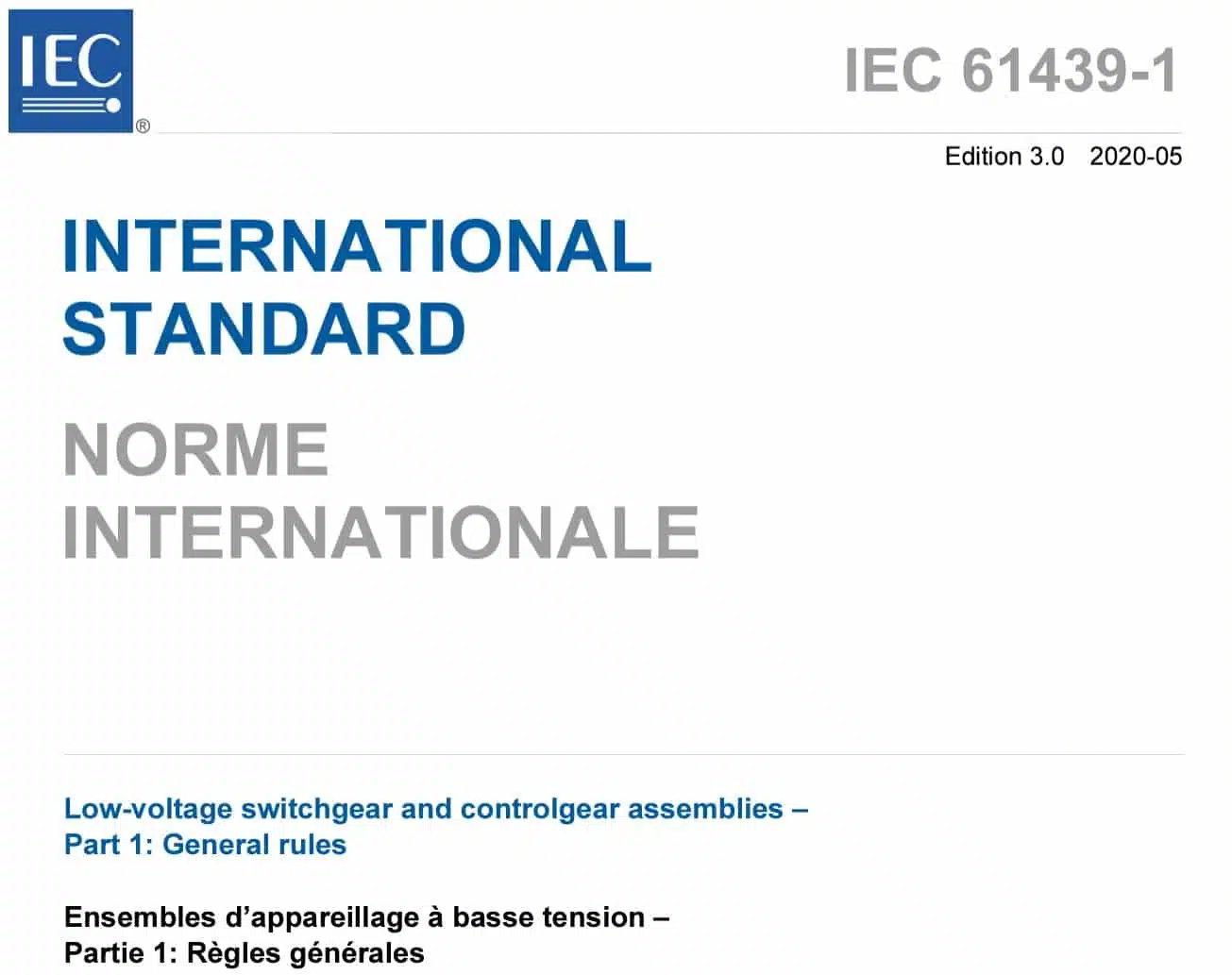 T2.WORKS EN IEC 61439-2: Power switchgear and controlgear assemblies